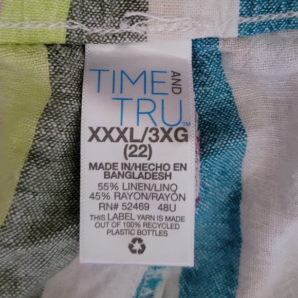 Rainbow Stripes Time and Tru Striped Linen Shorts  Size 3X Size 22 - Picture 3 of 16